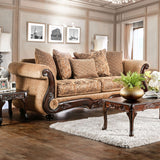 Nicanor Tan/Gold Sofa by Furniture of America at Eve Furniture