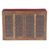 Small Hand Carved Wood Four Door Cabinet with Brass Fittings by Home Trends & Design at Eve Furniture