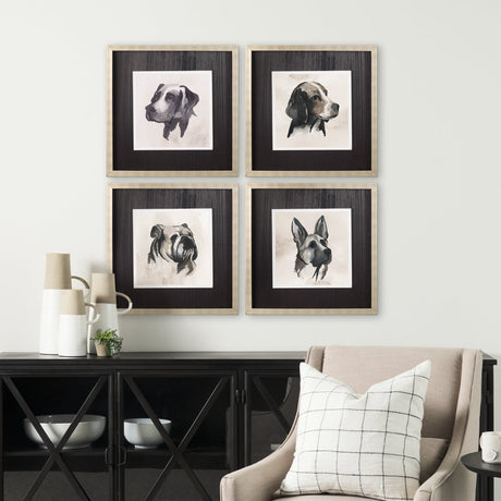 Small Inked Dogs IV by Grace Popp a Hand Embellished Textured Framed Art Print Matted under Glass by Mercana at Eve Furniture