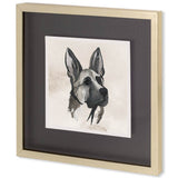 Small Inked Dogs IV by Grace Popp a Hand Embellished Textured Framed Art Print Matted under Glass by Mercana at Eve Furniture