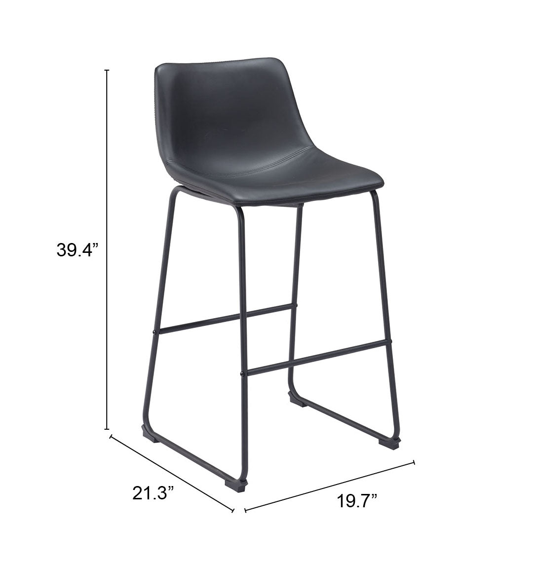 Smart Black Barstool (Set of 2) by Zuomod at Eve Furniture