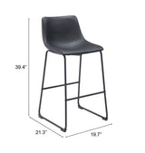 Smart Black Barstool (Set of 2) by Zuomod at Eve Furniture
