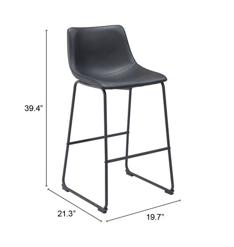 Smart Black Barstool (Set of 2) by Zuomod at Eve Furniture