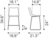 Smart Black Counter Stool (Set of 2) by Zuomod at Eve Furniture