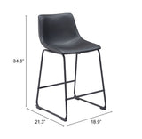 Smart Black Counter Stool (Set of 2) by Zuomod at Eve Furniture