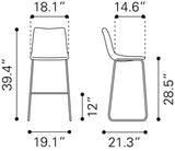 Smart Charcoal Barstool (Set of 2) by Zuomod at Eve Furniture
