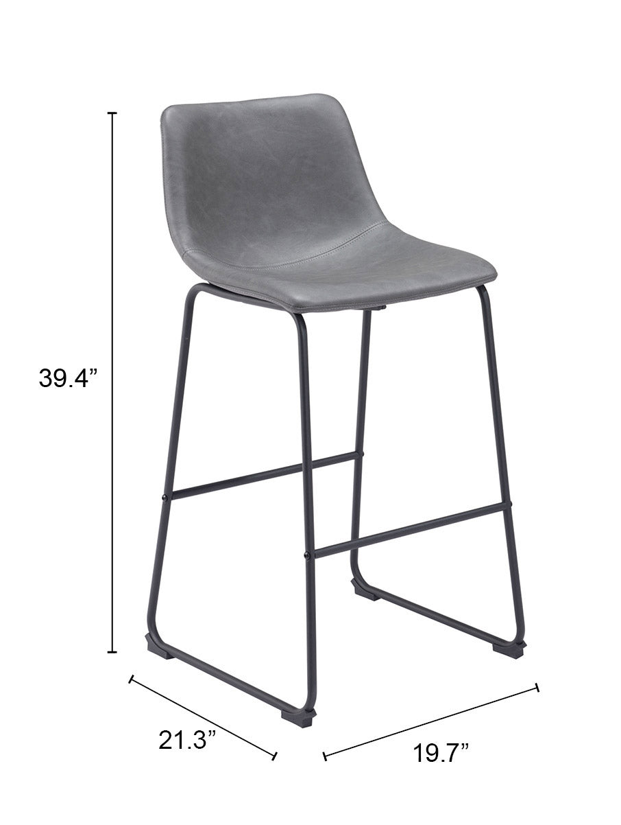 Smart Charcoal Barstool (Set of 2) by Zuomod at Eve Furniture