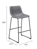 Smart Charcoal Barstool (Set of 2) by Zuomod at Eve Furniture