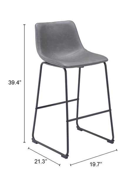 Smart Charcoal Barstool (Set of 2) by Zuomod at Eve Furniture