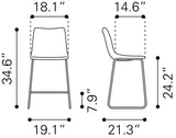 Smart Charcoal Counter Stool (Set of 2) by Zuomod at Eve Furniture