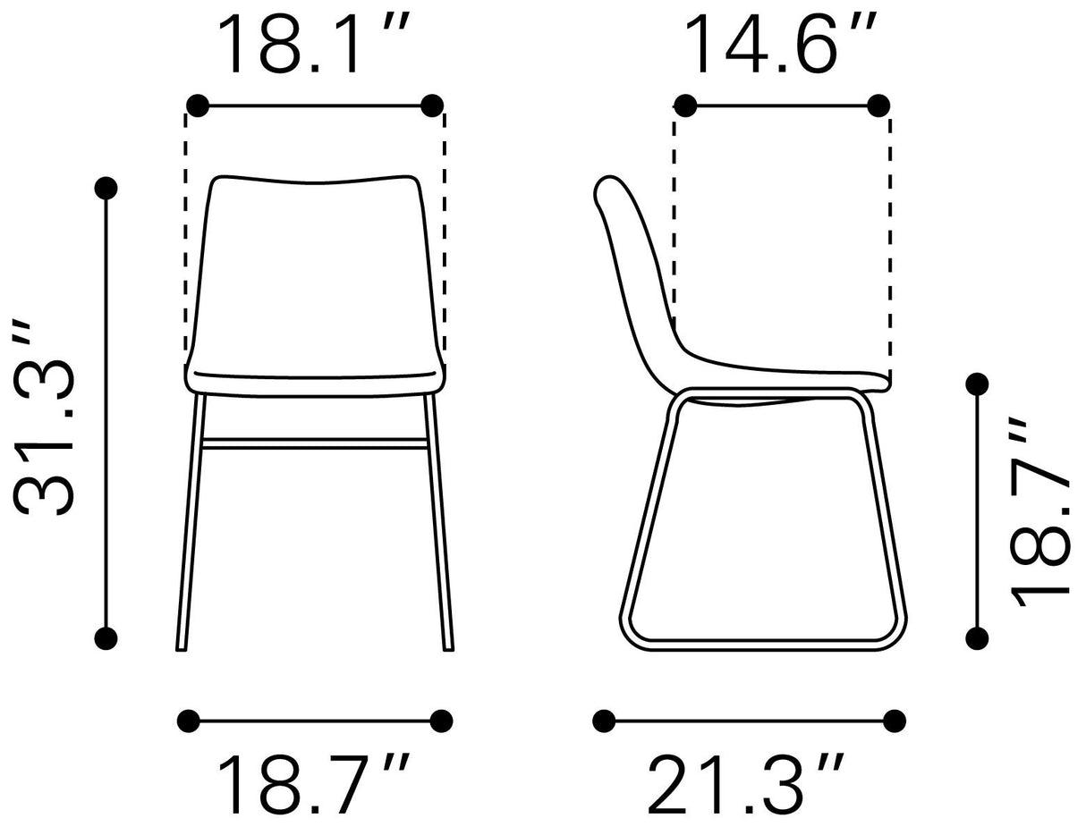 Smart Dining Chair Vintage Espresso by Zuomod at Eve Furniture