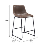 Smart Vintage Espresso Counter Stool (Set of 2) by Zuomod at Eve Furniture