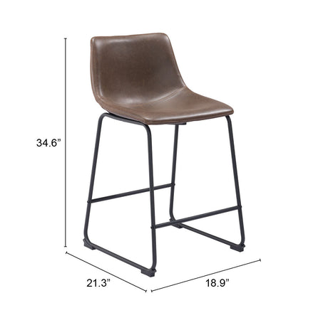Smart Vintage Espresso Counter Stool (Set of 2) by Zuomod at Eve Furniture