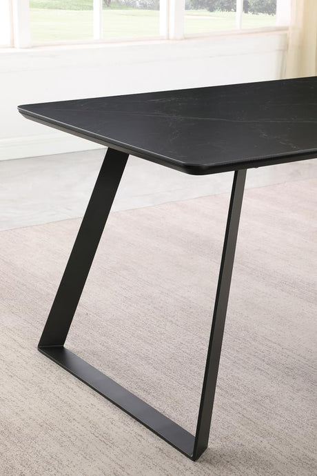 Smith Black and Gunmetal Rectangle Ceramic Top Dining Table by Coaster at Eve Furniture