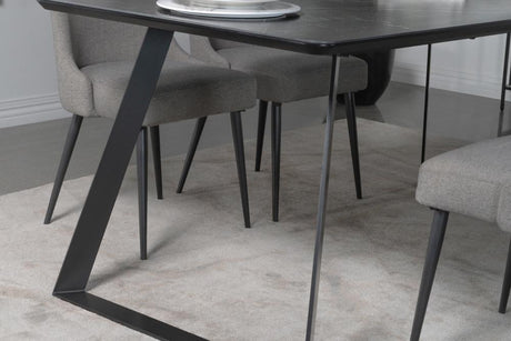 Smith Black and Gunmetal Rectangle Ceramic Top Dining Table by Coaster at Eve Furniture