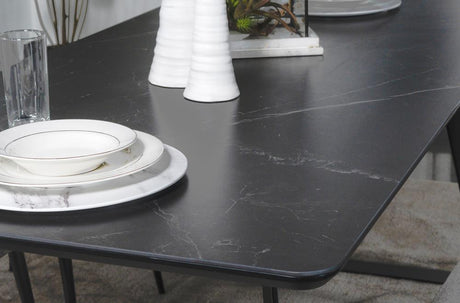 Smith Black and Gunmetal Rectangle Ceramic Top Dining Table by Coaster at Eve Furniture