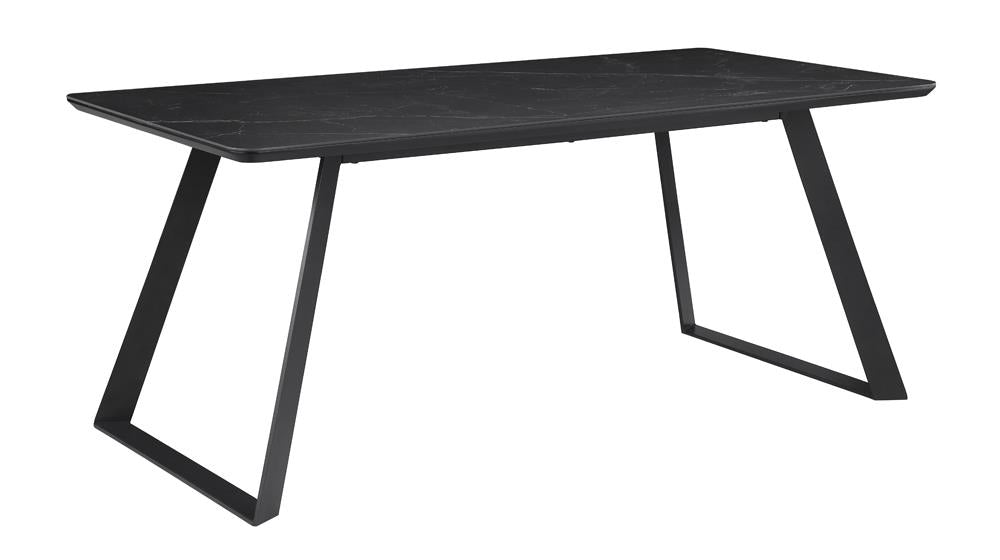 Smith Black/Gunmetal Rectangle Ceramic Top Dining Table