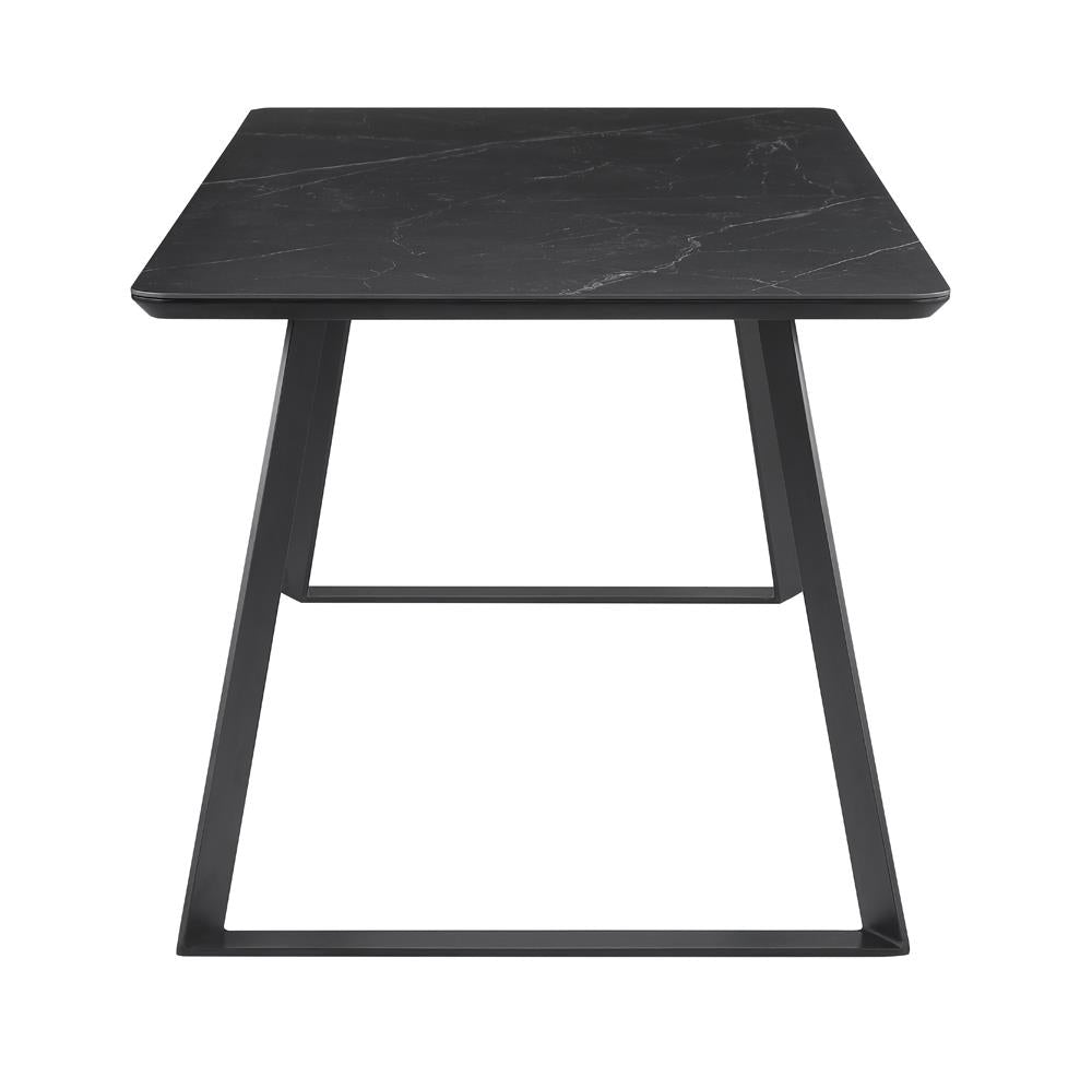 Smith Black/Gunmetal Rectangle Ceramic Top Dining Table