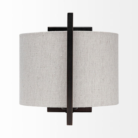Smithe I Black Toned Metal Cream Lampshade Wall Sconce by Mercana at Eve Furniture