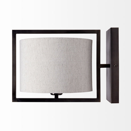 Smithe I Black Toned Metal Cream Lampshade Wall Sconce by Mercana at Eve Furniture