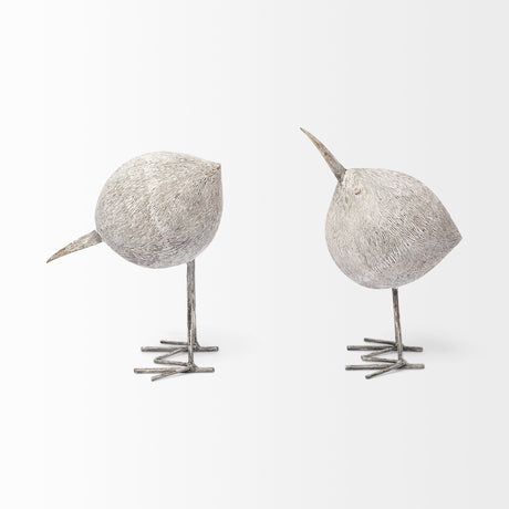 Snipe I Off-White Resin Bird Ornament W/ Metal Feet by Mercana at Eve Furniture