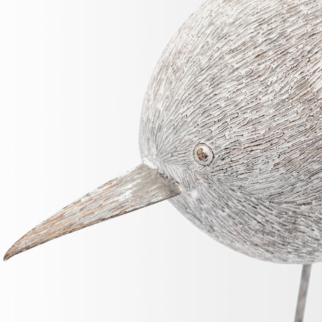 Snipe II Off-White Resin Bird Ornament W/ Metal Feet by Mercana at Eve Furniture