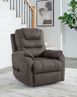 Snowfield Gunmetal Power Lift Recliner by Ashley at Eve Furniture