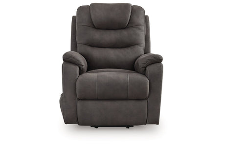 Snowfield Gunmetal Power Lift Recliner by Ashley at Eve Furniture