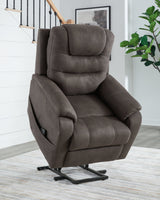 Snowfield Gunmetal Power Lift Recliner by Ashley at Eve Furniture