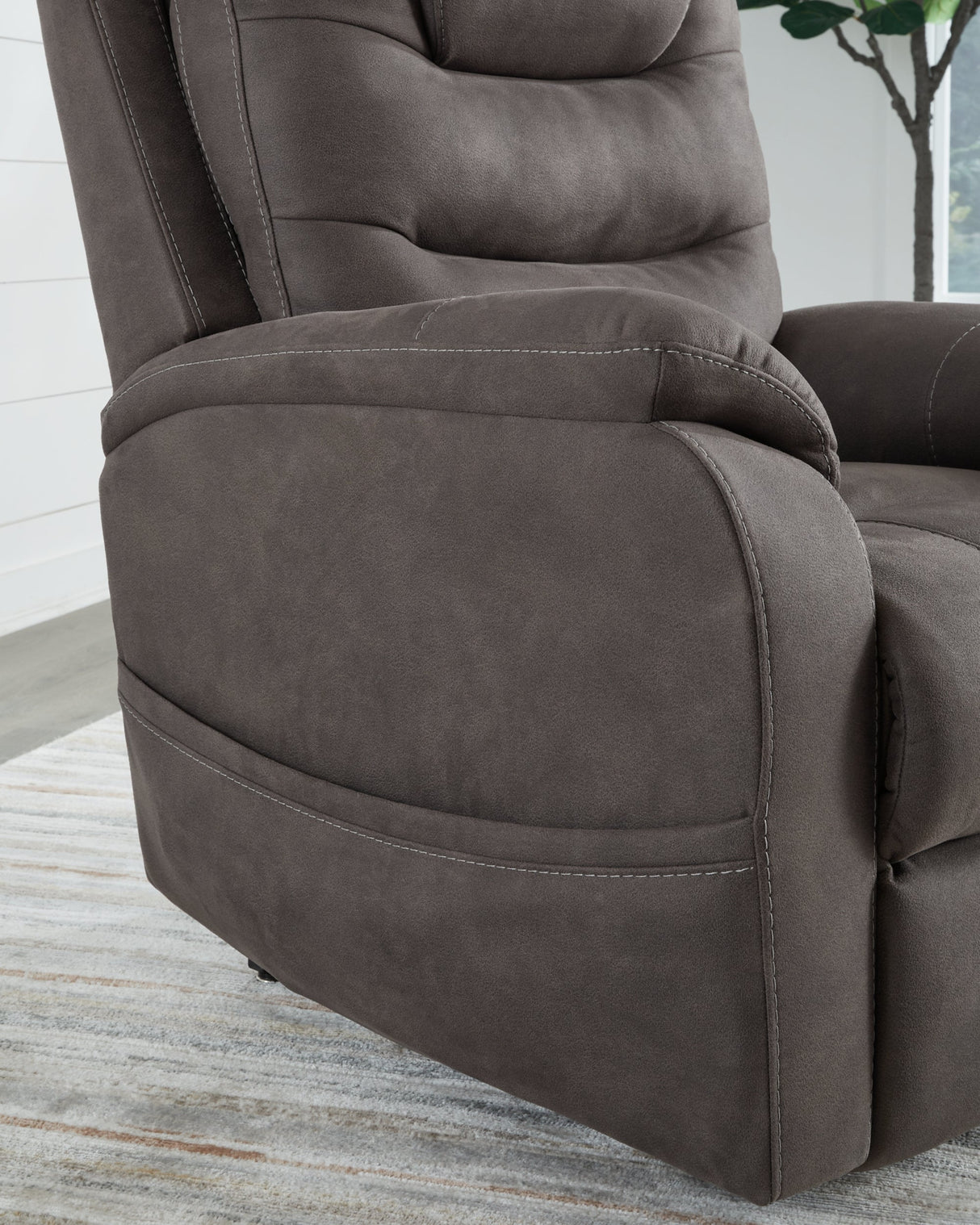 Snowfield Gunmetal Power Lift Recliner by Ashley at Eve Furniture