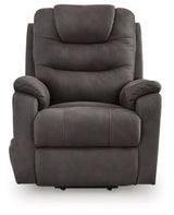 Snowfield Gunmetal Power Lift Recliner by Ashley at Eve Furniture