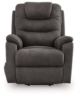 Snowfield Gunmetal Power Lift Recliner by Ashley at Eve Furniture
