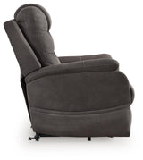 Snowfield Gunmetal Power Lift Recliner by Ashley at Eve Furniture