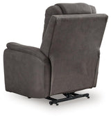 Snowfield Gunmetal Power Lift Recliner by Ashley at Eve Furniture