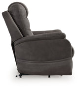 Snowfield Gunmetal Power Lift Recliner by Ashley at Eve Furniture
