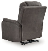 Snowfield Gunmetal Power Lift Recliner by Ashley at Eve Furniture