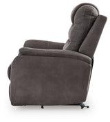 Snowfield Gunmetal Power Lift Recliner by Ashley at Eve Furniture