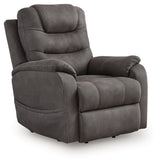 Snowfield Gunmetal Power Lift Recliner by Ashley at Eve Furniture