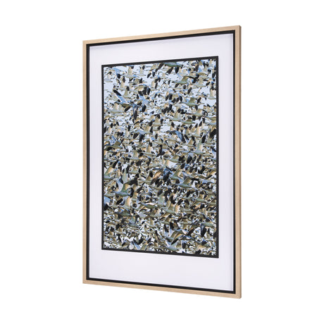 Snowgoose Migration 1 by Gary Blatter Hand Embellished Textured Framed Art Print Matted under Glass by Mercana at Eve Furniture