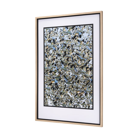 Snowgoose Migration 2 by Gary Blatter Hand Embelished Textured Framed Art Print Matted under Glass by Mercana at Eve Furniture