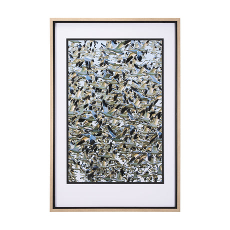 Snowgoose Migration 2 by Gary Blatter Hand Embelished Textured Framed Art Print Matted under Glass by Mercana at Eve Furniture
