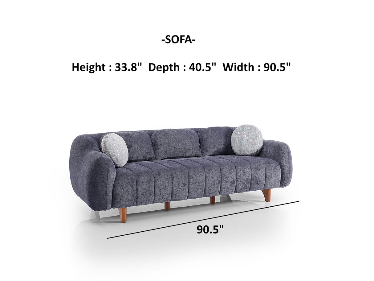 Snowy 3-pieces (Sofa & Loveseat & Swivel Chair) Livingroom Set Anthracite by Furnia at Eve Furniture