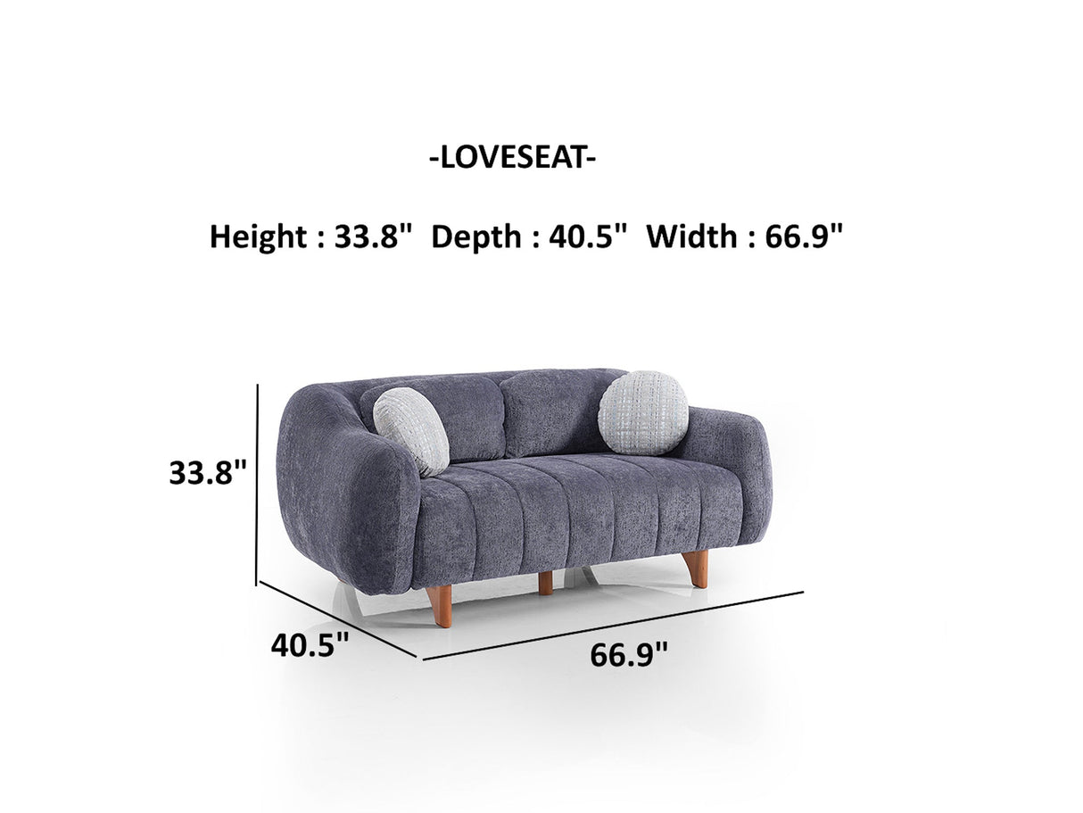 Snowy 3-pieces (Sofa & Loveseat & Swivel Chair) Livingroom Set Anthracite by Furnia at Eve Furniture