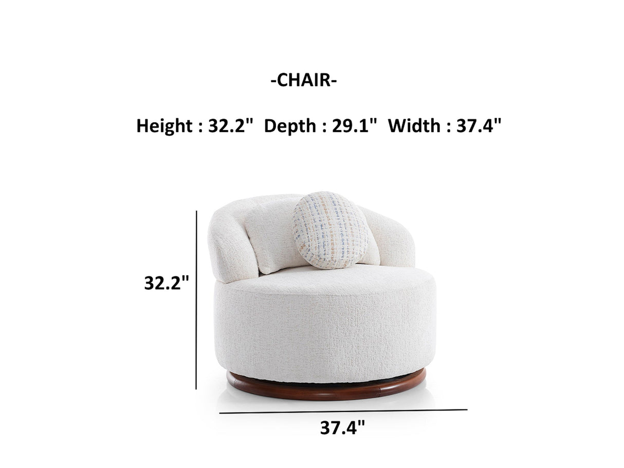 Snowy 3-pieces (Sofa & Loveseat & Swivel Chair) Livingroom Set in Cream by Furnia at Eve Furniture
