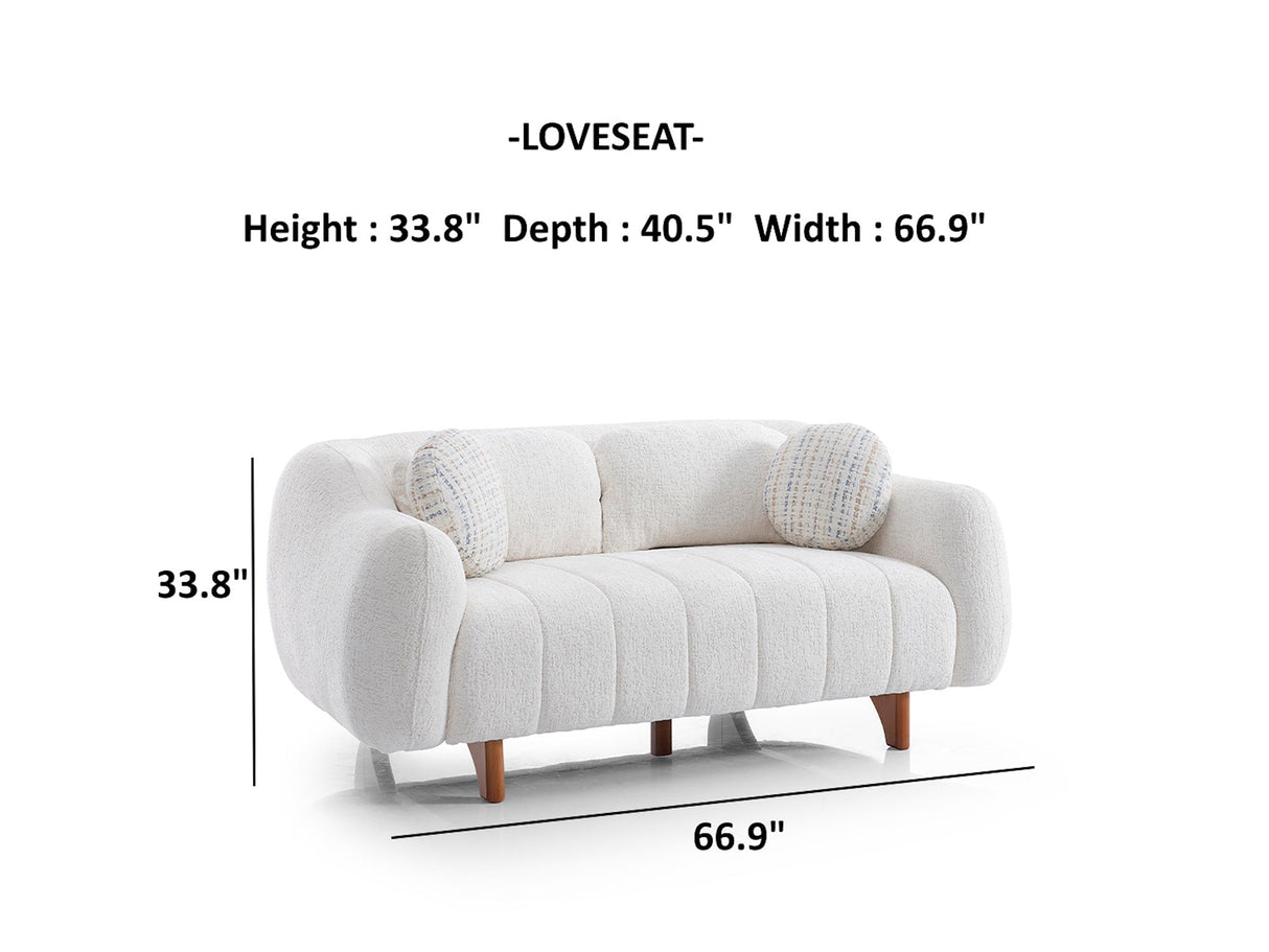 Snowy 3-pieces (Sofa & Loveseat & Swivel Chair) Livingroom Set in Cream by Furnia at Eve Furniture