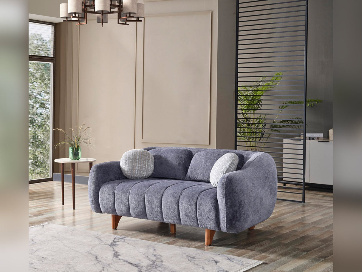 Snowy Anthracite Stationary Loveseat by Furnia at Eve Furniture