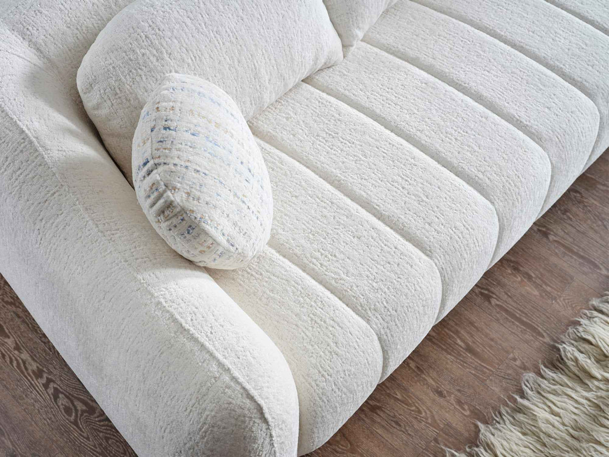 Snowy Cream Stationary Sofa by Furnia at Eve Furniture