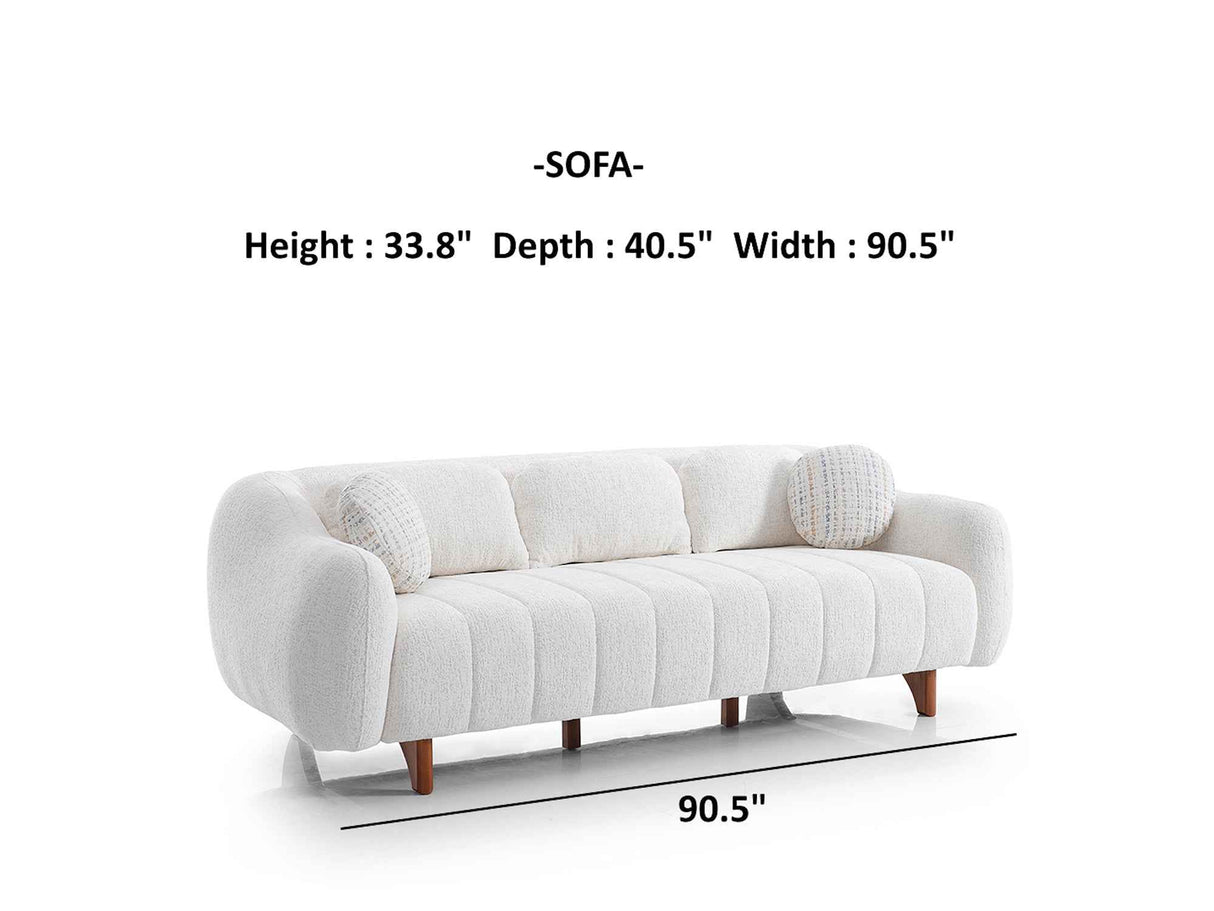 Snowy Cream Stationary Sofa by Furnia at Eve Furniture