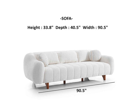 Snowy Cream Stationary Sofa by Furnia at Eve Furniture