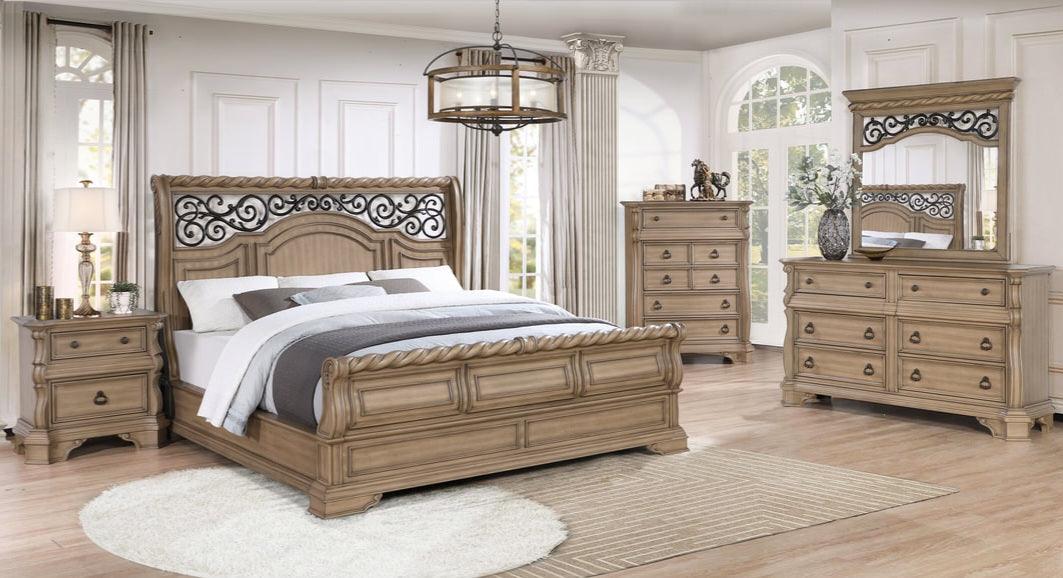 light brown dresser and nightstand set Snuggle 5-Piece Bedroom Queen 5pcs ( Bed | | Mirror | VeneerClean with a soft Black and White dress Size:(UK 18) (US 14) (EU 46) (2XL) Plus Size Bottoms